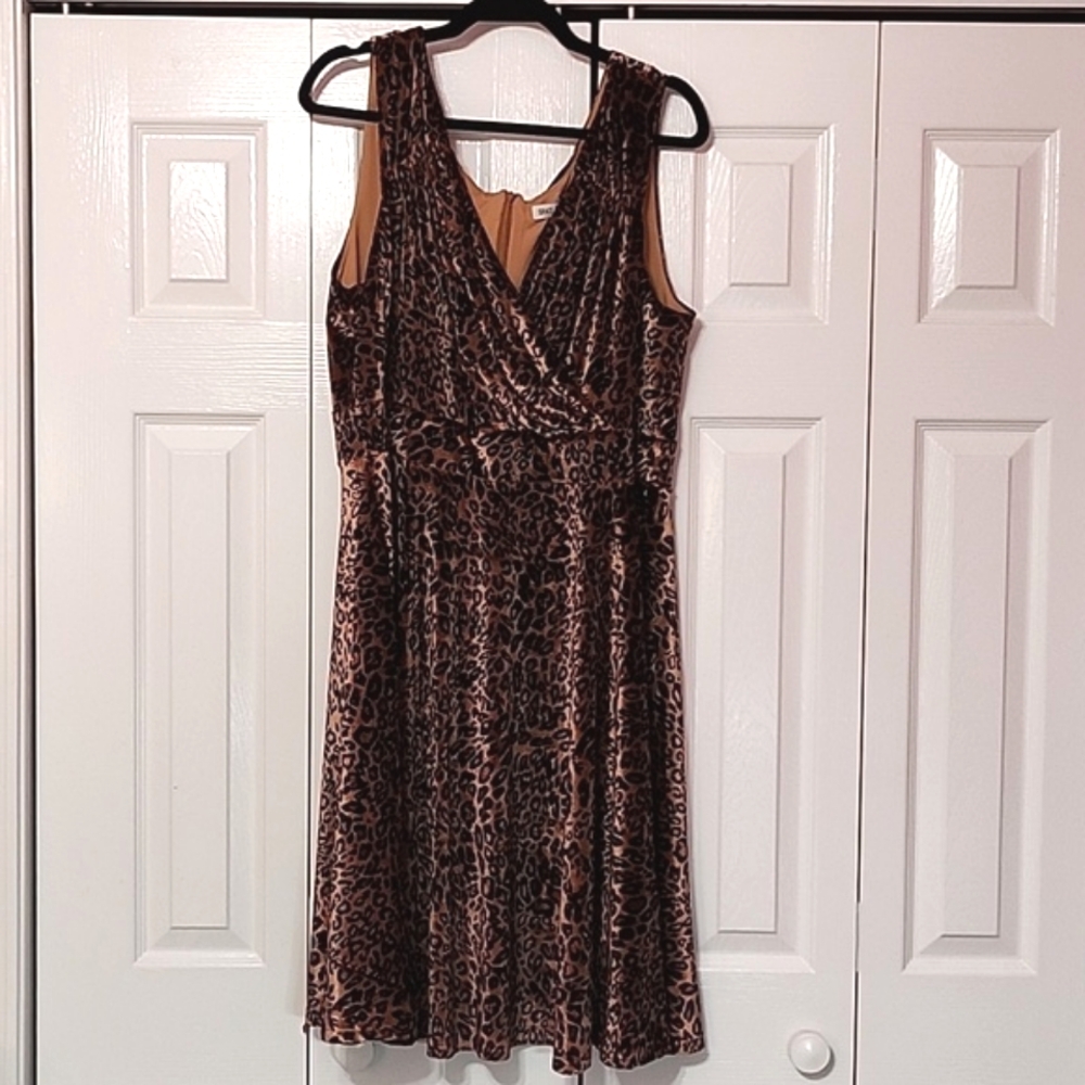 NWT Stretch Velvet Leopard Party Dress SZ 2X